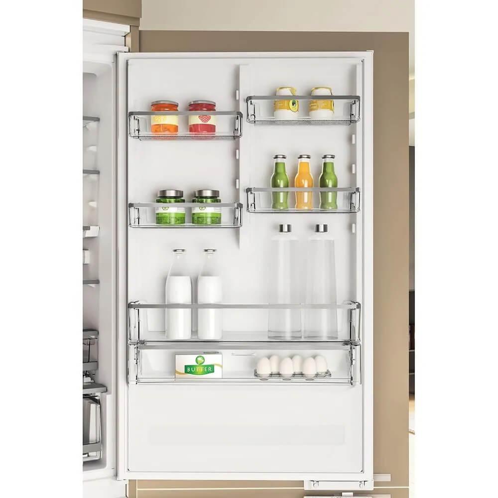 Встраиваемые холодильники Whirlpool 70 см, 193.5х54.3х69 см, 295/99 л, инверторный компрессор, автоматическая разморозка, зона свежести влажная, сенсорное управление, технология 6 SMYSL FreshControl, MultiFlow, FreezeControl, перенавешиваемые дверцы, скол — изображение 8