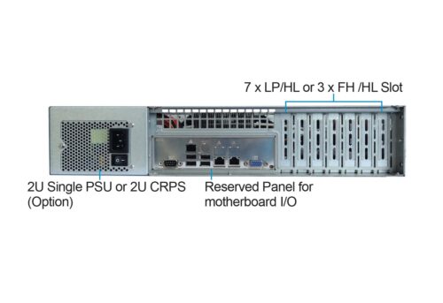 Серверный корпус/ 2U chassis; ATX, Micro-ATX, Mini-ITX MBs; 8-port 12 Gbps SAS/ SATA to SAS BP; 8 x 3.5'' hsb + 2 x 3.5" internal; 7 x LP/ HL slot; 550W single; no rails — изображение 3