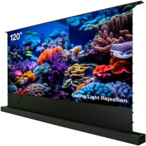 Купить Экран Cactus 148x263см FloorRising CS-PSFRCLR-263X148 16:9 напольный рулонный черный (моторизованный привод) - 4D-15746238 из реестра по лучшей цене