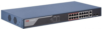 Коммутатор Hikvision DS-3E1318P-EI(B) 16×100Мбит/с 2×1Гбит/с 2xКомбо(1000BASE-T/SFP) 16PoE+ 230W неуправляемый