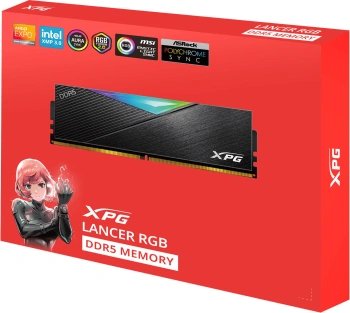 Память DDR5 2x32GB 6400MHz A-Data AX5U6400C3232G-DCLARBK XPG Lancer RGB RTL Gaming PC5-51200 CL32 DIMM 288-pin 1.35В kit dual rank с радиатором Ret